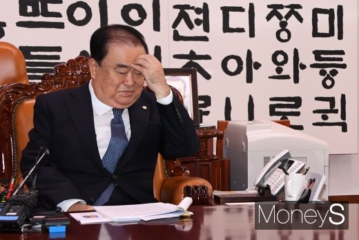 [머니S포토] 여야 대치에 어두운 표정 짓는 문희상 의장