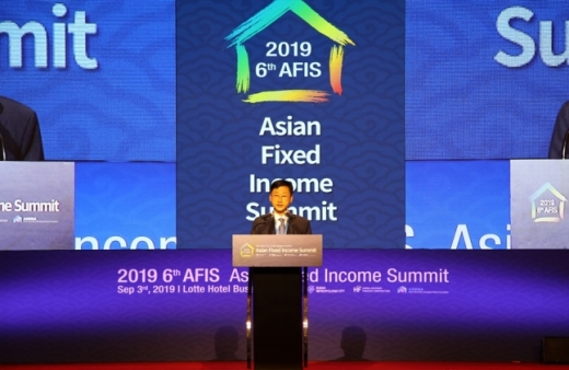 이정환 주택금융공사 사장이 3일 부산 가야대로 롯데호텔에서 열린 ‘2019 AFIS 회의’에서 개회사를 하고 있다. / 사진제공=주택금융공사