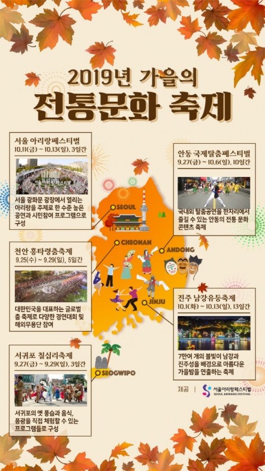 2019년 가을 전통문화 축제. /인포그래픽=서울아리랑페스티벌 조직위