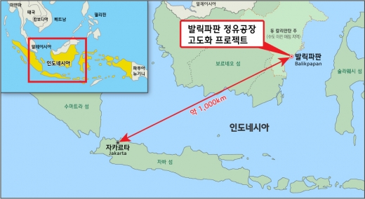 인도네시아 발릭파판 정유공장 프로젝트 현장위치도. /사진=현대엔지니어링