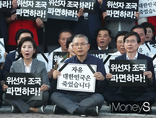 [머니S포토] 황교안, 조국 파면촉구 삭발 및 농성