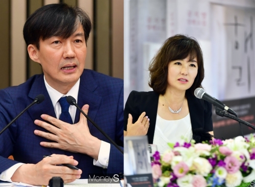 조국 법무부 장관(왼쪽) 작가 공지영. /사진=장동규 기자, 임한별 기자  