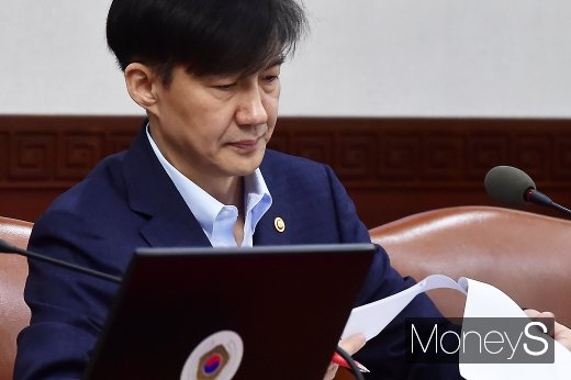 [머니S포토] 국무회의 자료 살피는 조국 법무장관