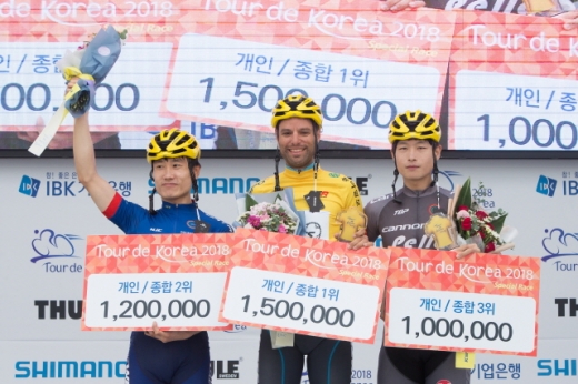 2018년 투르드코리아 스페셜 포디엄 주역들. /사진=국민체육진흥공단