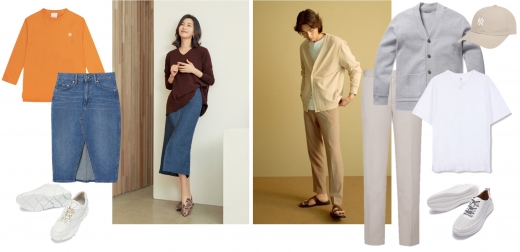 (여성) 화보컷 조르쥬 레쉬, 티셔츠 MLB, 스커트 H&M, 신발 무크(남성) 화보컷과 의류 프로젝트엠, 모자 MLB, 신발 무크