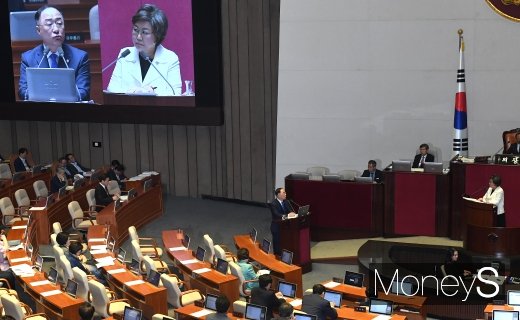 [머니S포토] 홍남기 경제부총리, 경제분야에 대한 대정부질문 답변