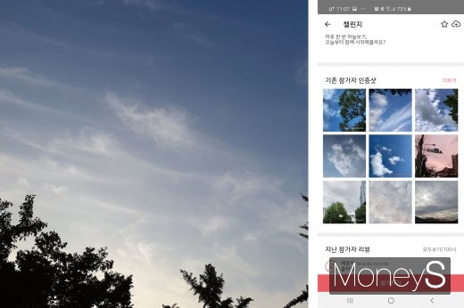 챌린저스 어플 ‘하루 한 번 이상 하늘보기’ 미션수행. /사진=홍승우 기자