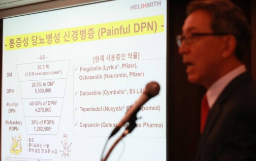 김선영 헬릭스미스 대표가 지난달 26일 오전 서울 한국프레스센터에서 열린 긴급기자회견에서 최근 임상 3상 결과 도출에 실패한 당뇨병성신경병증 치료제 후보물질인 ‘엔젠시스(VM202-DPN)’에 관한 향후 계획 등을 발표하고 있다. /사진=머니투데이 DB