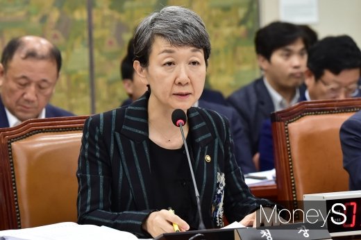 [머니S포토] 2019 국감, 질의에 답하는 정재숙 청장