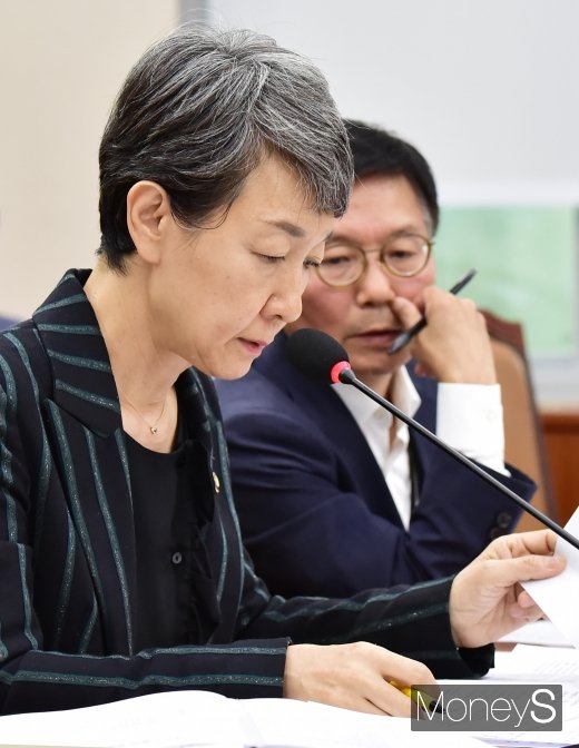[머니S포토] 2019 국감, 자료 살피는 정재숙 청장