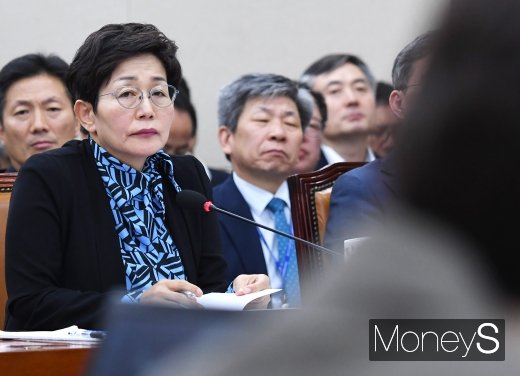 [머니S포토] 굳은 표정의 김혜정 원자력안전재단 이사장