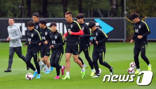 스리랑카전을 앞둔 대한민국 축구 대표팀. /사진=뉴스1
