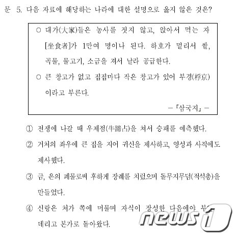 논란이 됐던 2017년 서울시 공무원 시험 한국사 문제. /사진=뉴스1   