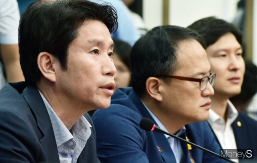 이인영 더불어민주당 원내대표와 박주민, 김해영 최고위원. /사진=임한별 기자