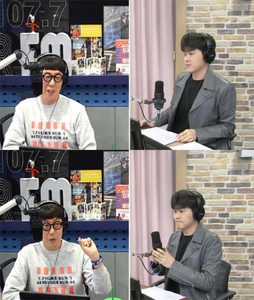 김영철과 이인권 아나운서. /사진=SBS 보이는라디오 방송화면 캡처