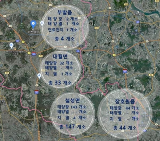 이천시 신재생에너지 융복합지원 공모사업 대상지. / 사진제공=이천시