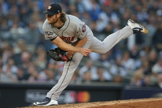 16일(한국시간) 미국 뉴욕 양키스타디움에서 열린 2019 미국메이저리그(MLB) ALCS 3차전에서 선발 등판해 7이닝 7탈삼진 무실점 역투를 펼친 게릿 콜. /사진=로이터
