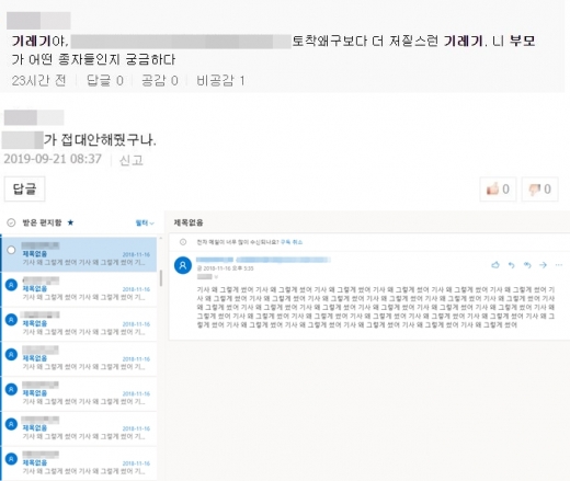 기자 악플 및 메일. /사진= 제보 기자 제공        