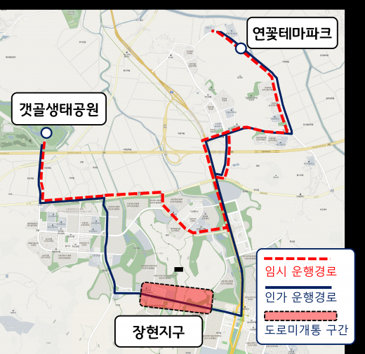 장현지구 임시 운행경로 반영. / 자료제공=시흥시