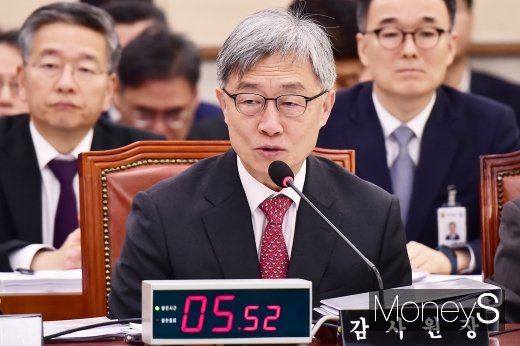 [머니S포토] 사법기관 감사 관련 질의에 답하는 최재형 감사원장