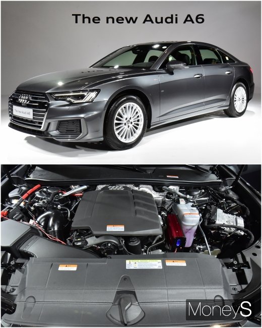 ▲ 더뉴 아우디 A6 45 TFSI 콰트로 외장,▼ 더뉴 아우디 A6 45 TFSI 콰트로 엔진룸