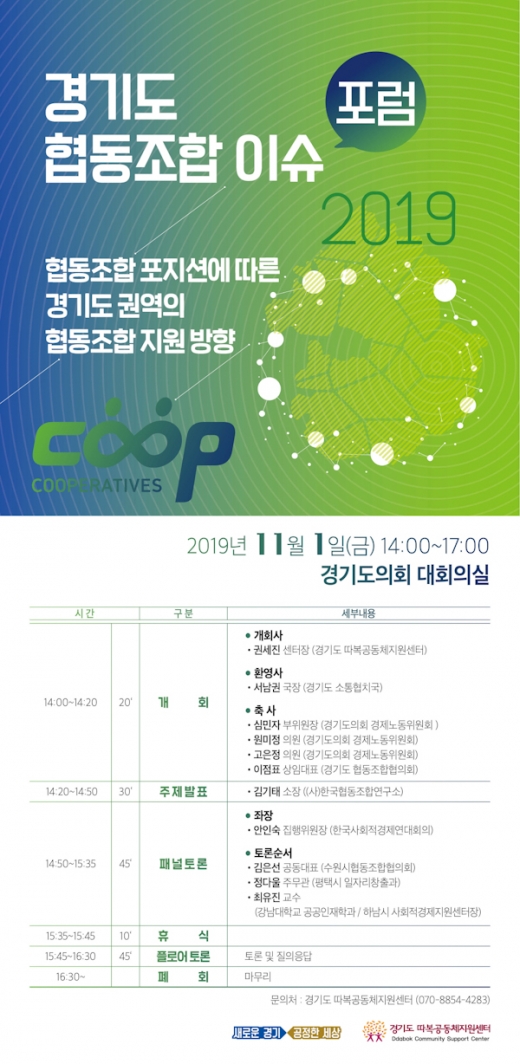‘협동조합의 포지션에 따른 경기도 권역의 협동조합 지원 방향’ 포럼 웹자보. / 자료제공=경기도