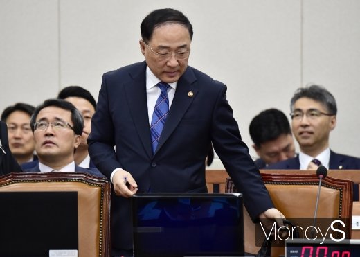 [머니S포토] 종합국감 출석한 홍남기 부총리