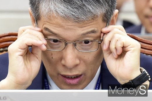 [머니S포토] 종함국감 출석한 강승중 수출입 행장 직무대행