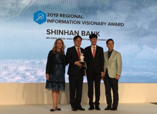 신한은행, ‘2019 IDC 디지털트랜스포메이션어워드’에서 정보비전 부문 올해의 프로젝트 수상./사진=신한은행