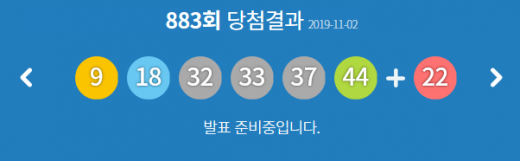 883회 로또 당첨번호. /사진=동행복권 홈페이지 캡처