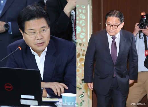 홍문종 우리공화당 공동대표(왼쪽) 박찬주 전 육군 대장. /사진=뉴시스  