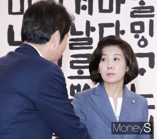 이인영 더불어민주당 원내대표(왼쪽)와 나경원 자유한국당 원내대표. /사진=임한별 기자