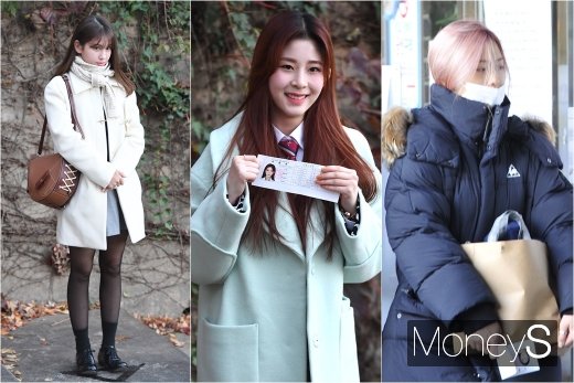 [머니S포토] 전소미·민주·류진 '아이돌 수능 패션'