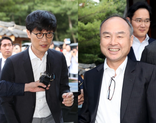 이해진 네이버 글로벌투자책임자(GIO)와 손정의 소프트뱅크 회장. /사진=뉴스1
