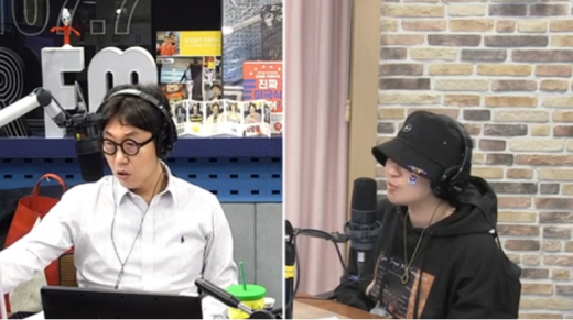개그맨 김영철(왼쪽)과 래퍼 딘딘. /사진=SBS 라디오 '김영철의 파워FM' 보이는라디오 캡처
