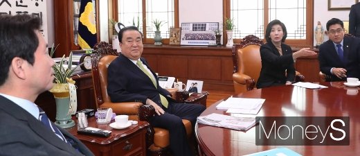 ▲ 이인영 더불어민주당 원내대표(왼쪽부터), 문희상 의장, 나경원 자유한국당 원내대표, 오신환 바른미래당 원내대표.