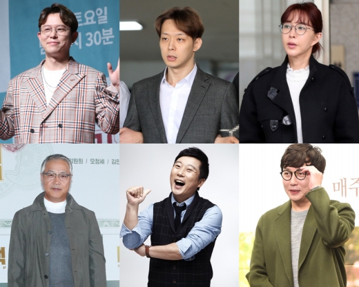 (왼쪽 위부터 시계방향으로) 토니안, 박유천, 슈, 탁재훈, 이수근, 이경영. /사진=뉴스1