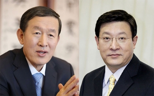 3일 용퇴를 선언한 허창수 GS 회장(왼쪽)과 신임 회장으로 내정된 허태수 GS홈쇼핑 부회장. / 사진=GS그룹
