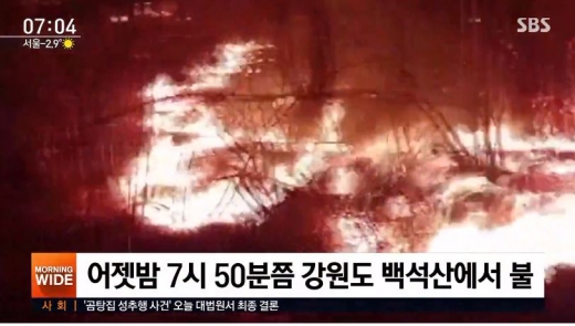 정선 백석산 불. /사진=SBS 방송캡처