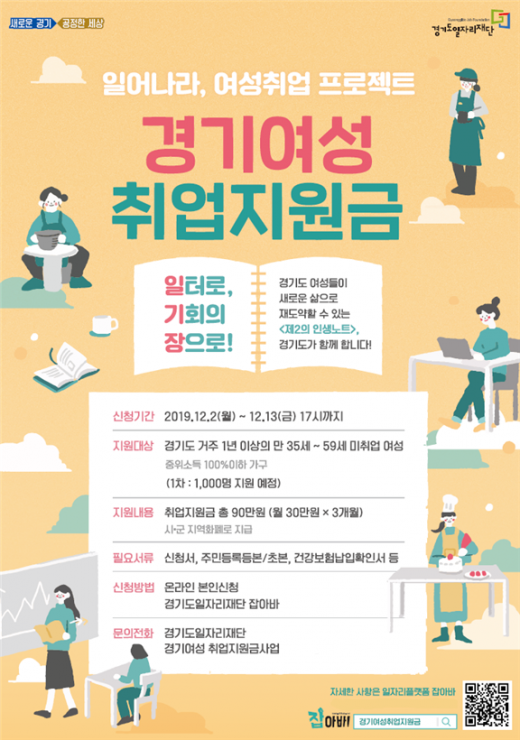 ‘경기여성 취업지원금' 포스터. / 사진제공=경기도