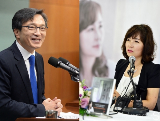 김의겸 전 청와대 대변인(왼쪽)과 작가 공지영. /사진=뉴시스, 임한별 기자    