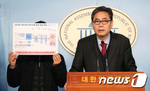곽상도 자유한국당 의원이 지난 17일 오후 서울 여의도 국회 정론관에서 기자회견을 갖고 김기현 전 울산시장 측근 비위 의혹 첩보 전달 과정을 설명하고 있다. /사진=뉴스1