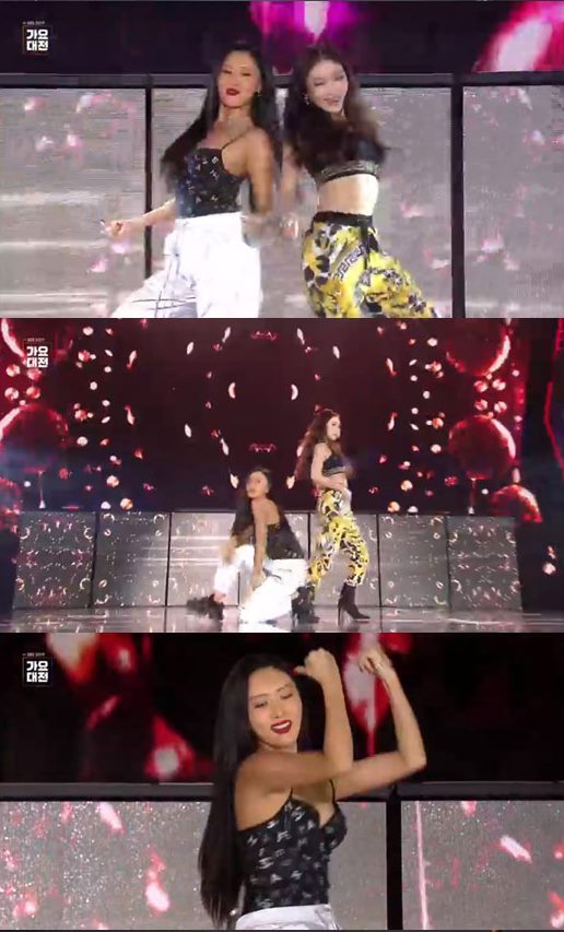가수 청하와 화사. /사진='2019 SBS 가요대전' 방송 캡처
