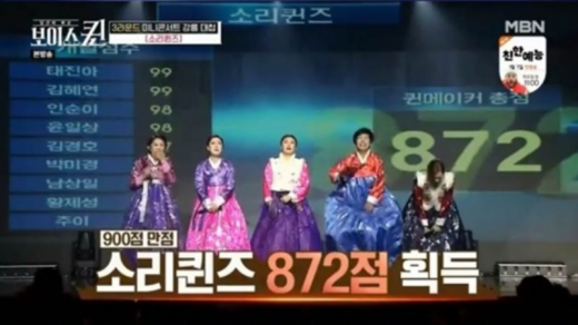 소리퀸즈. /사진=MBN '보이스퀸' 방송화면 캡처
