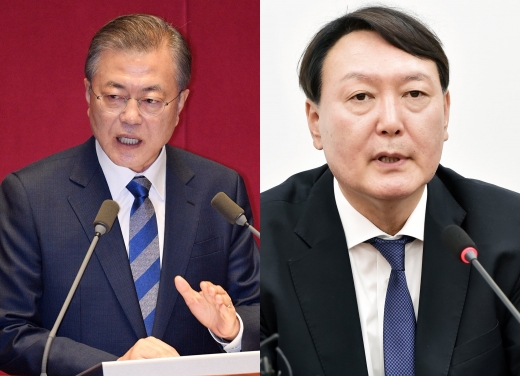조국 전 법무부 장관 관련 수사를 놓고 대립이 이어지고 있는 문재인 대통령(왼쪽)과 윤석열 검찰총장. /사진=뉴스1