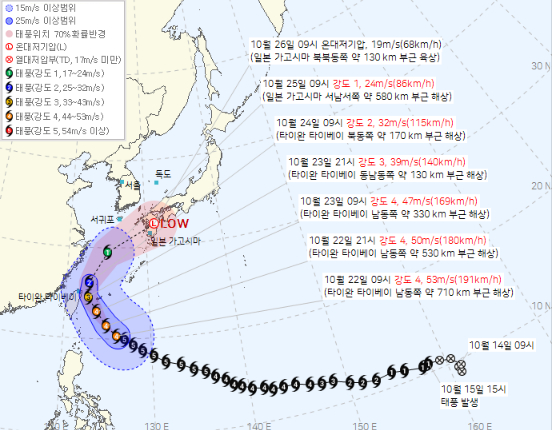 태풍 '참피', 일 오키나와로 북상 중…제주 남쪽 해상도 영향권