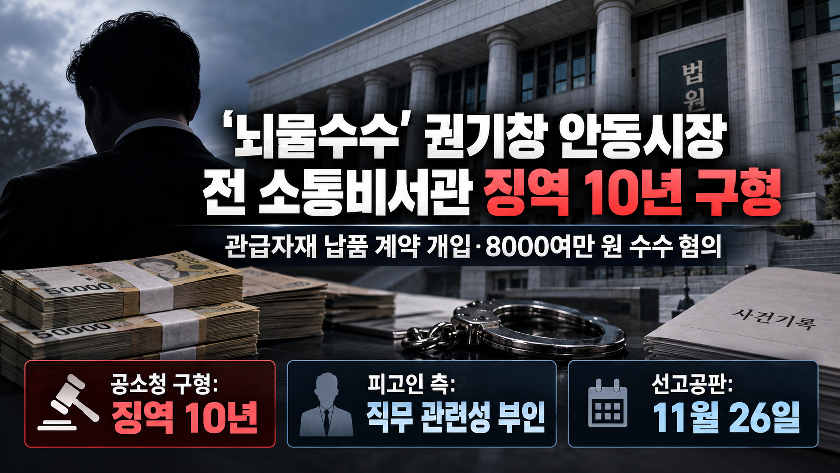 안동시 전 소통비서관 '뇌물수수' 징역 10년 구형 - 뉴스 썸네일 이미지